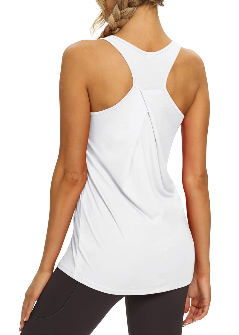 Mippo Workout Tops Yoga Sports Tennis Oversized T Shirts Extra Long Tank Tops Athletic Shirts Tunic Top for Women White XXL - Image 3